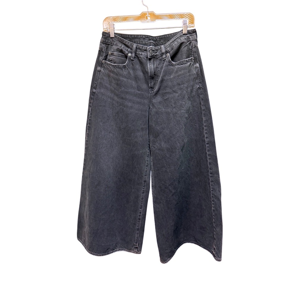American Eagle Ultra Wide Leg Crop Jeans Washed Size 6 Reg